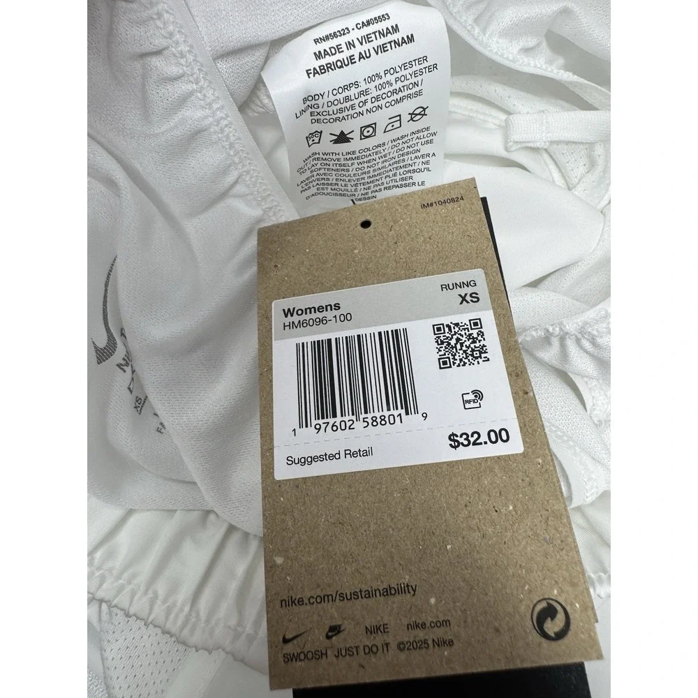 Nike Dri-FIT Tempo Running Shorts Womens‎ Extra Small XS White Lined Mesh Gym
